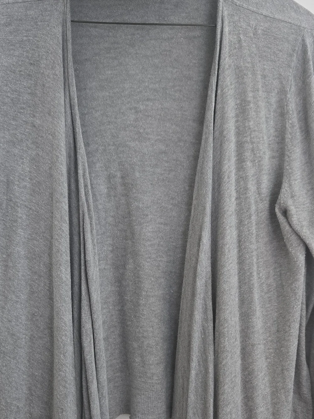 Michael Kors Light Gray Draped Open-Front Cardigan